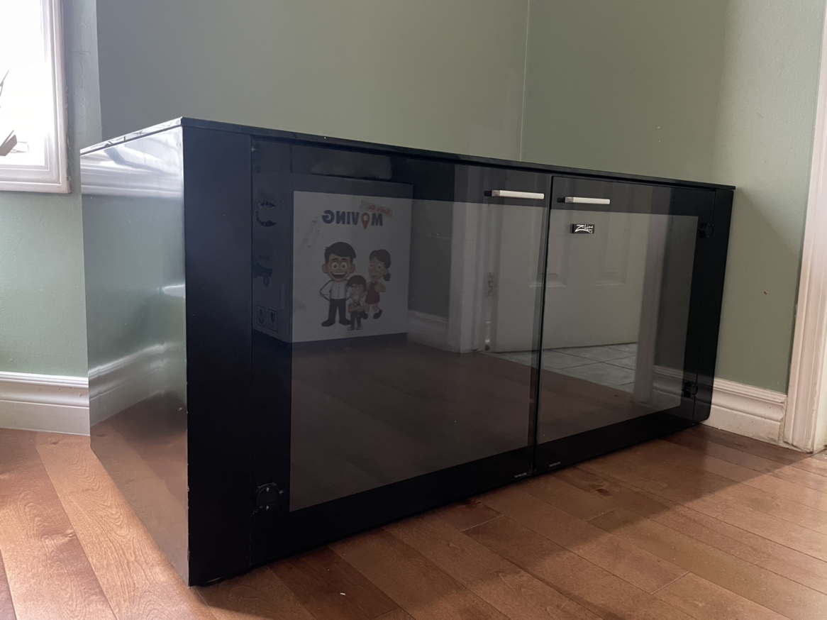 Black TV Stand with Glass Doors - photo 3