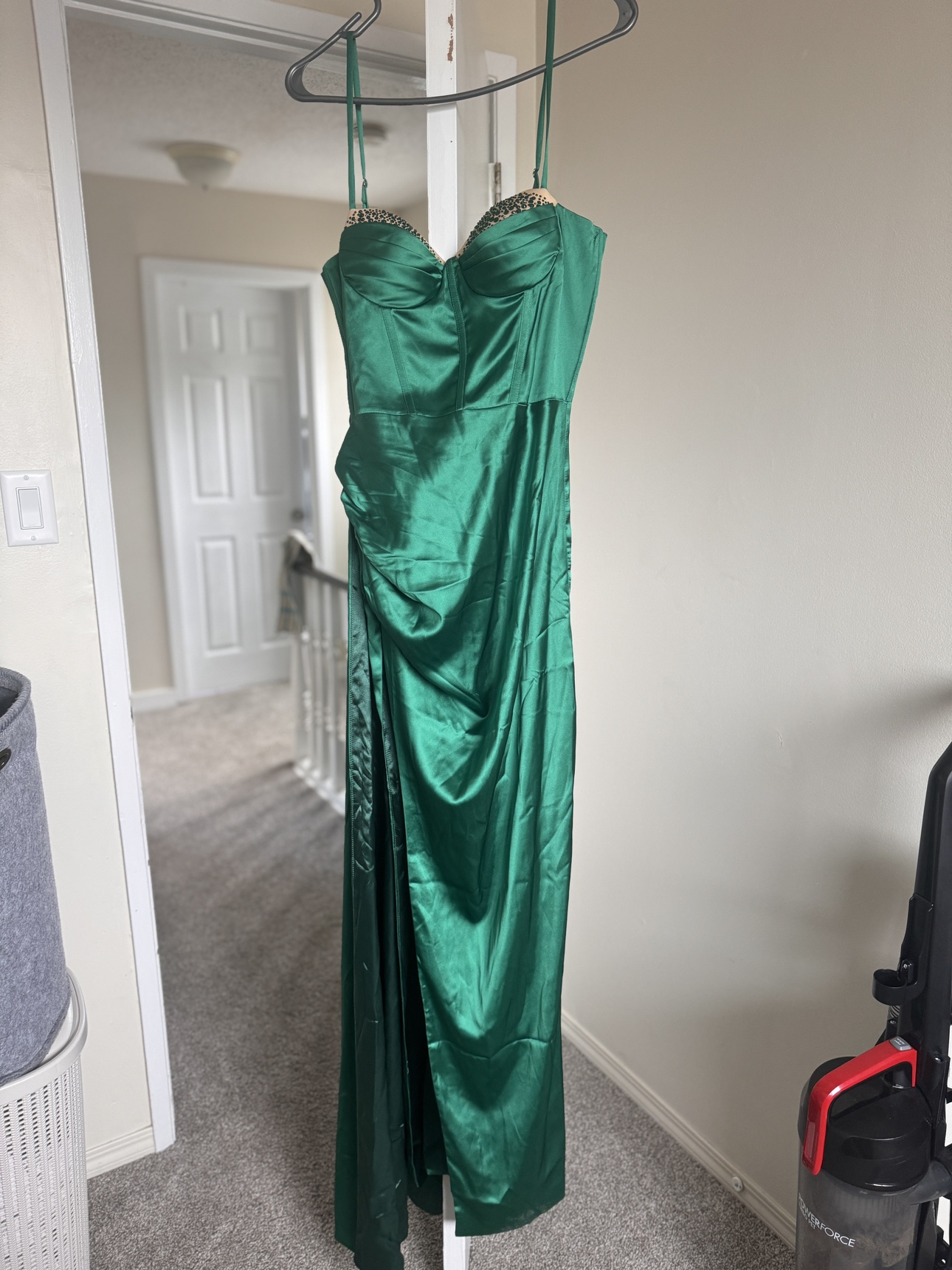 Green Rhinestone Satin Dress - photo 2