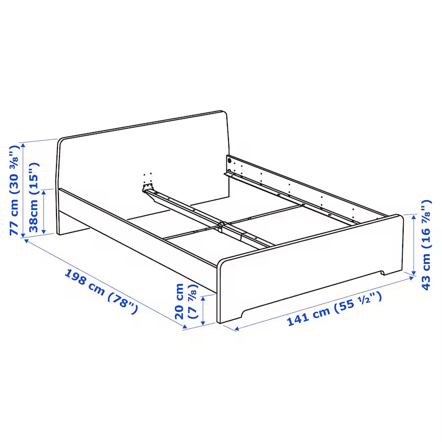 Ikea Double Bed Frame WITH ikea Mattress - photo 3