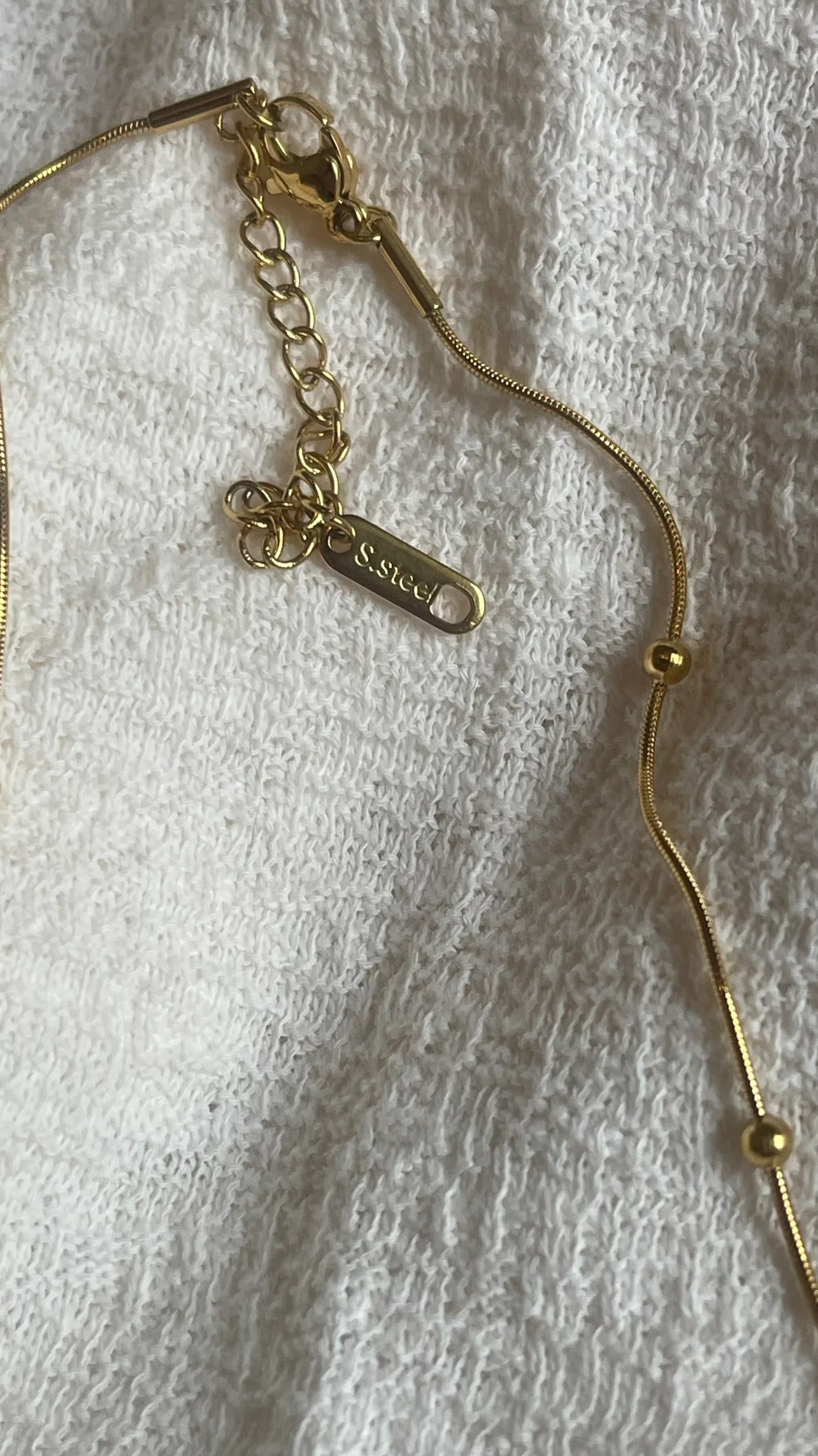 14k gold plated stainless steel beaded necklace - brand new image indicator(2)