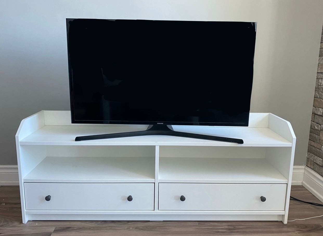 White TV Stand with Drawers