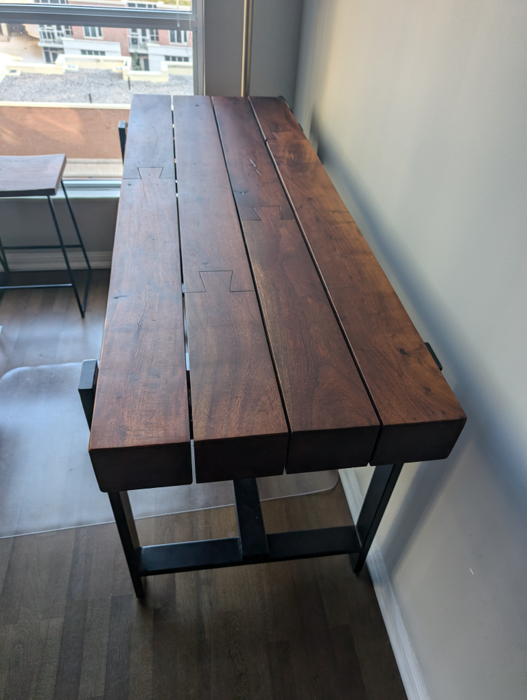 Solid Wooden table with 4 matching stools - photo 2