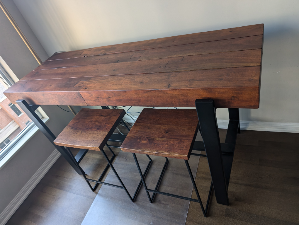 Solid Wooden table with 4 matching stools - photo 5