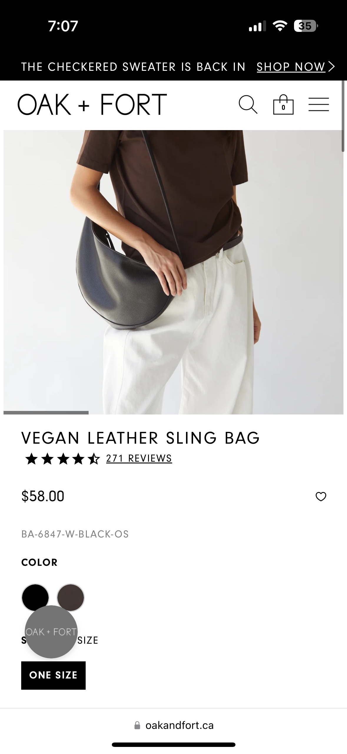 Oak + Fort Vegan Leather Sling Bag