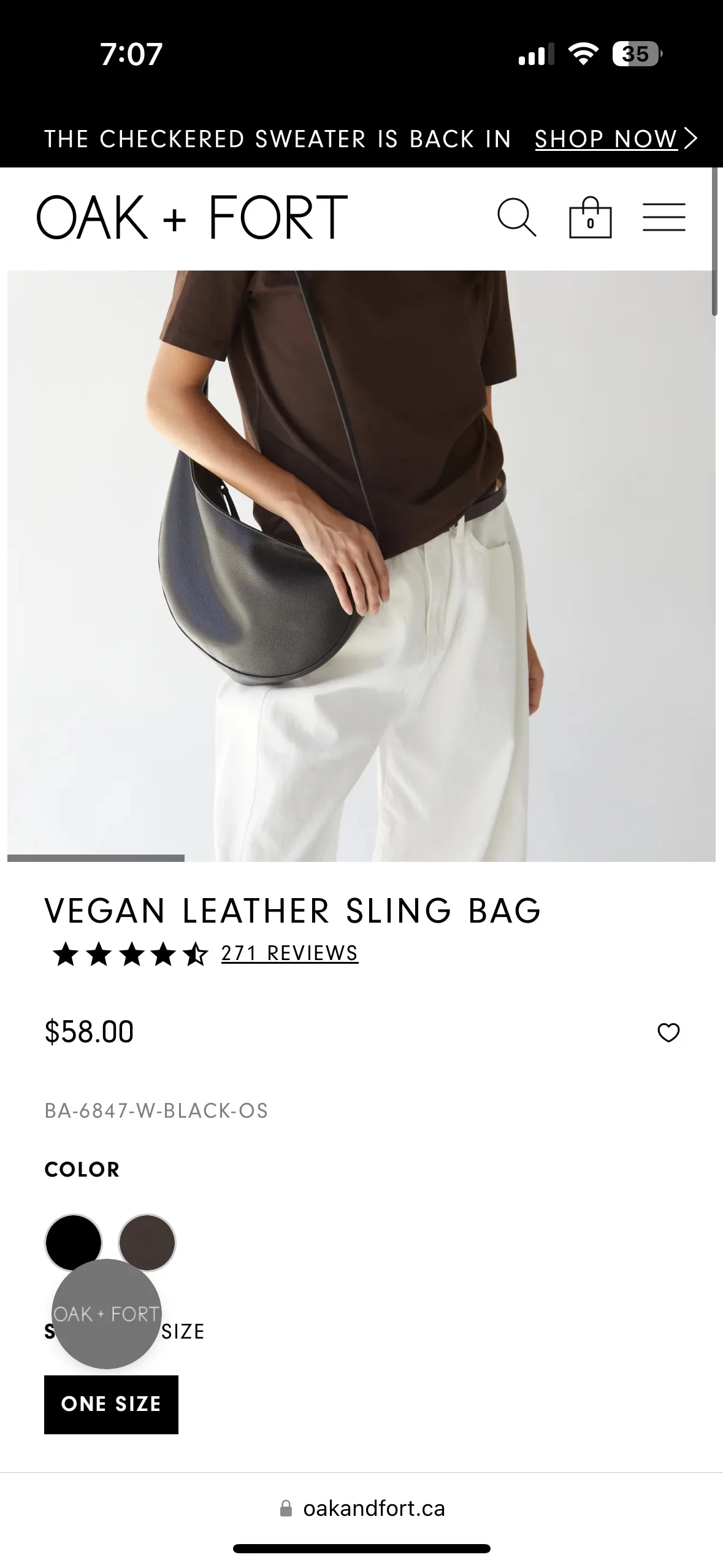 Oak + Fort Vegan Leather Sling Bag thumbnail