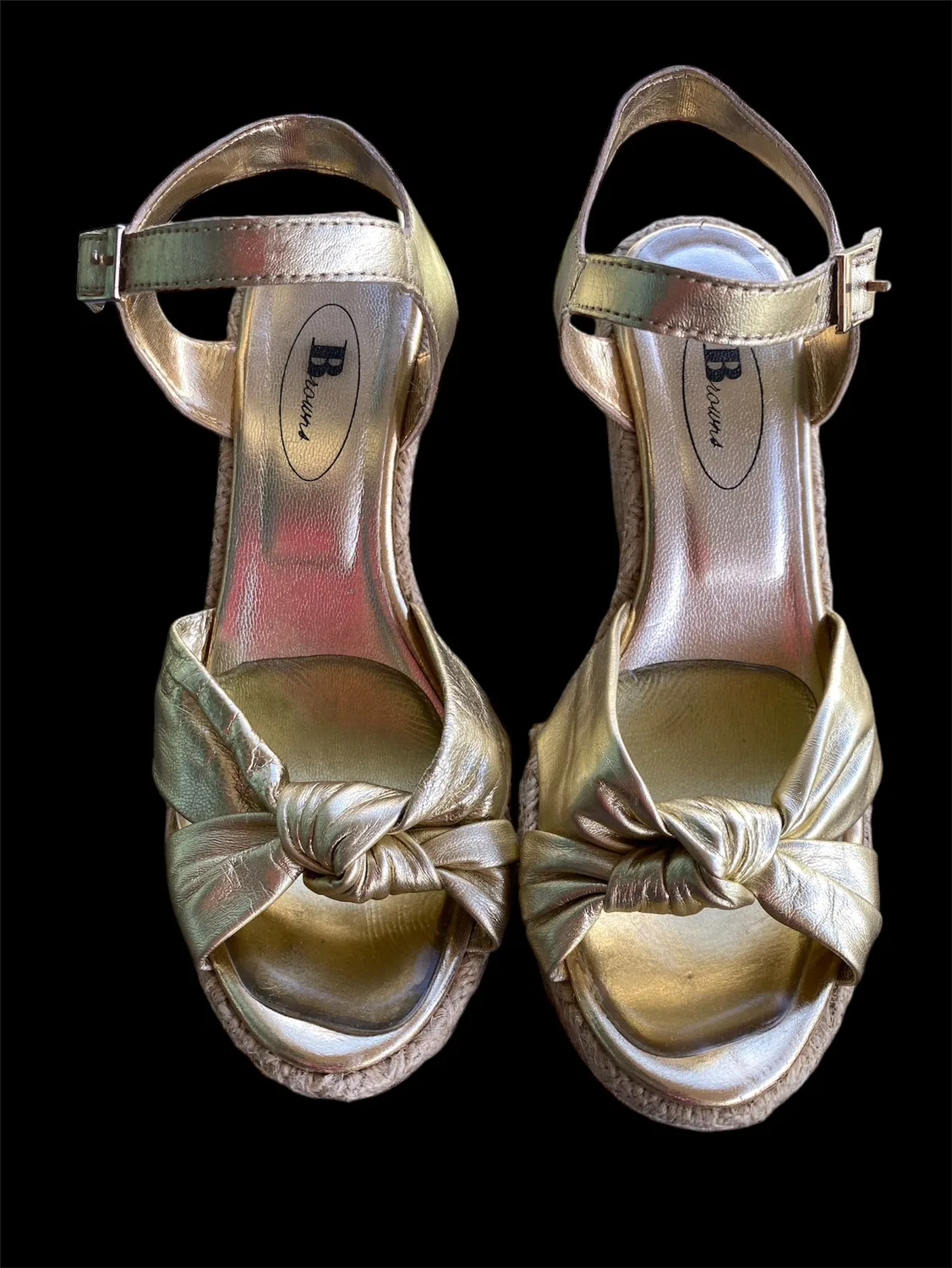 Gold Espadrille Wedges by Browns image indicator(2)