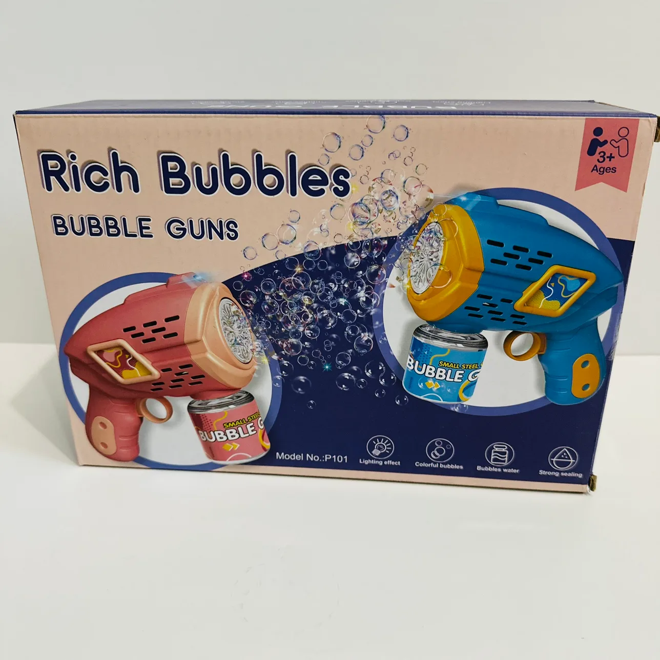 2 Pack Lighting Bubble guns for colorful bubbles image indicator(2)