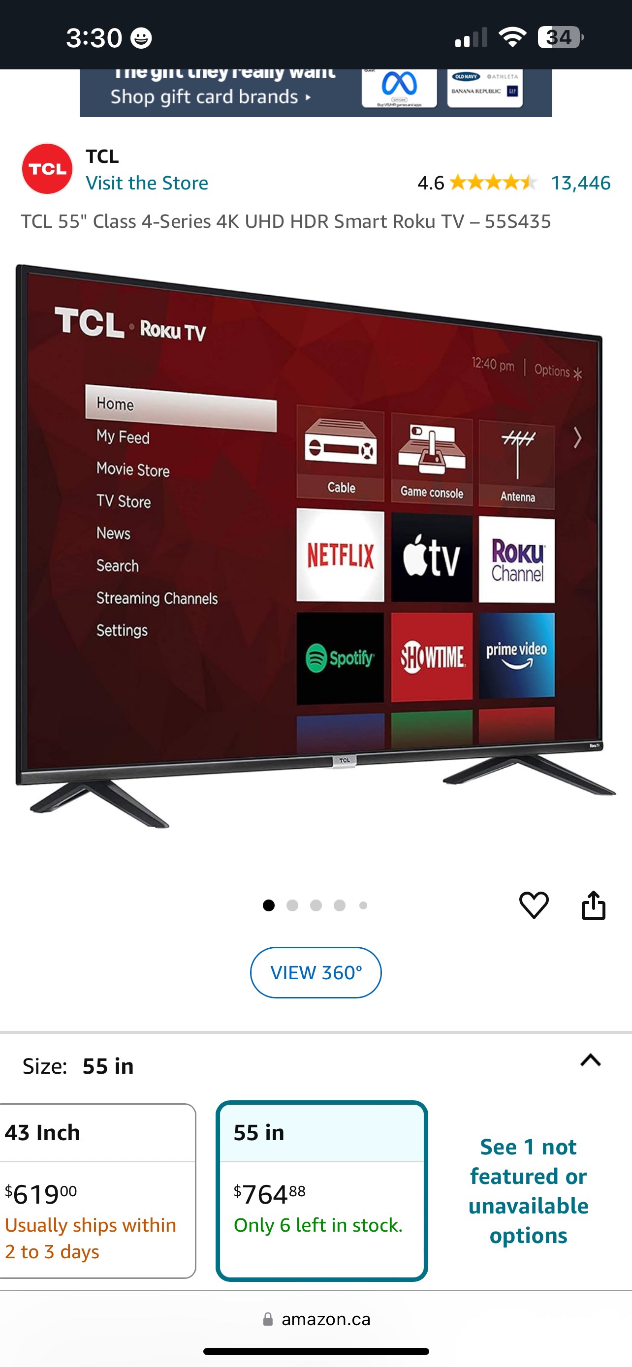 TCL 55" 4-Series 4K UHD HDR Smart Roku TV - photo 2