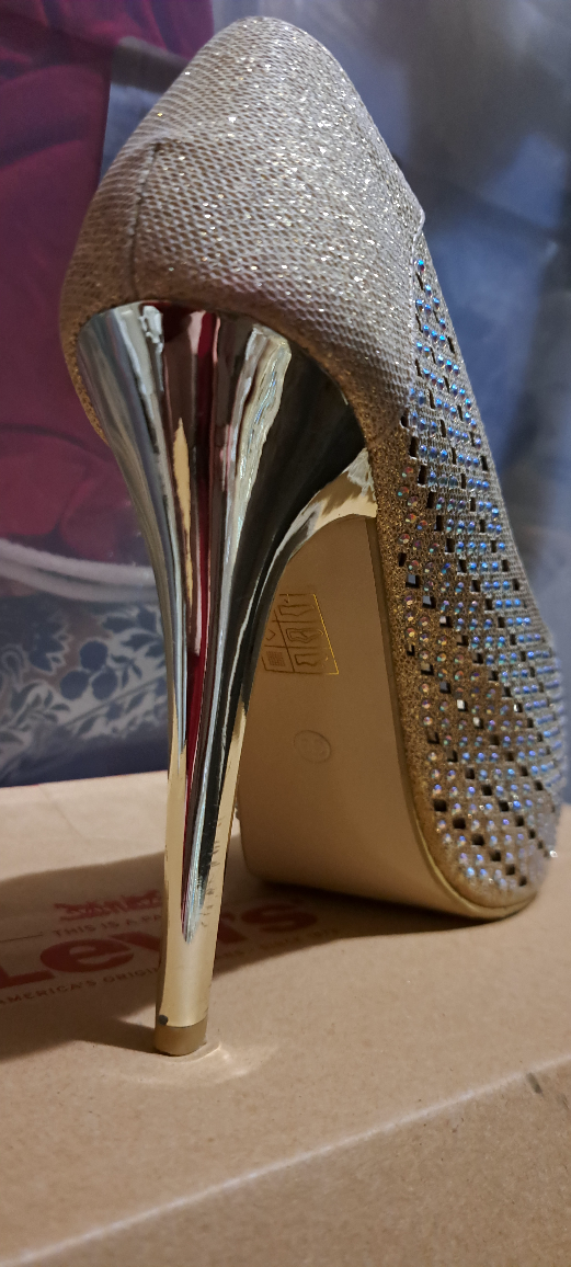 Gold Glitter Peep Toe Heels - photo 5