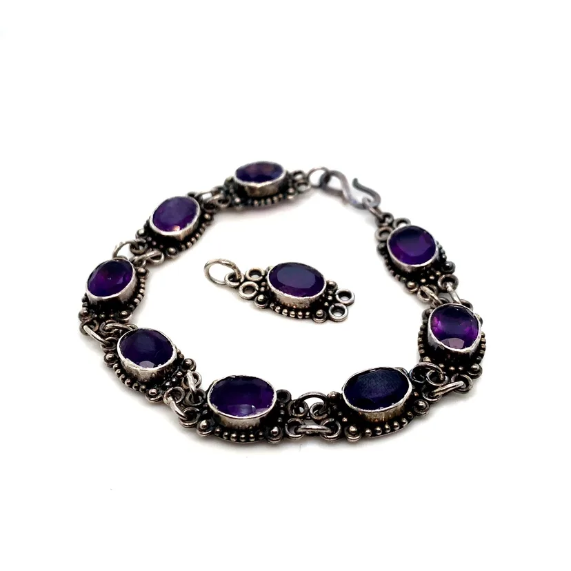 Sterling silver Amethyst Bracelet with Pendant image indicator(6)