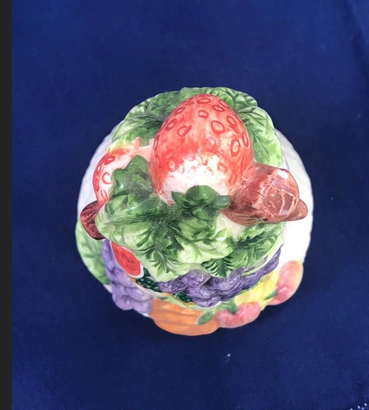 Vintage Fitz and Floyd Porcelain Fruits Bell image indicator(9)