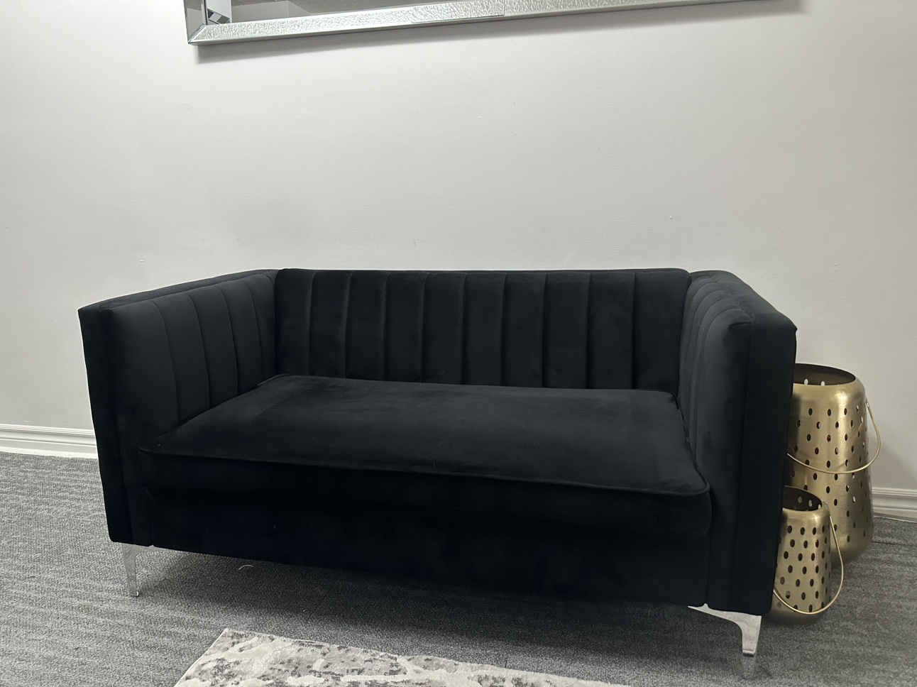 Black Velvet Sofa - photo 2