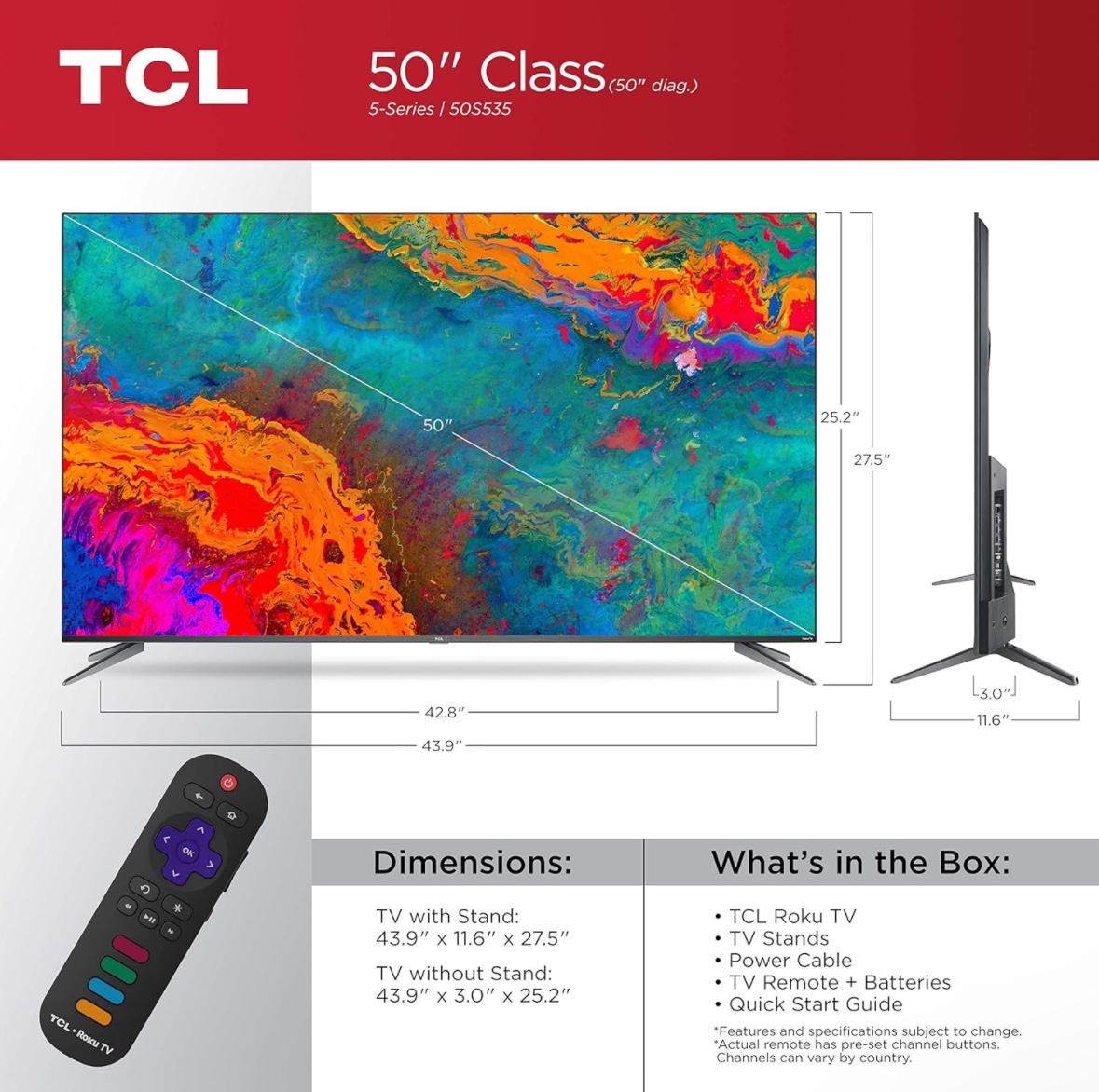 TCL 50" Class 5-Series QLED Roku TV - photo 2