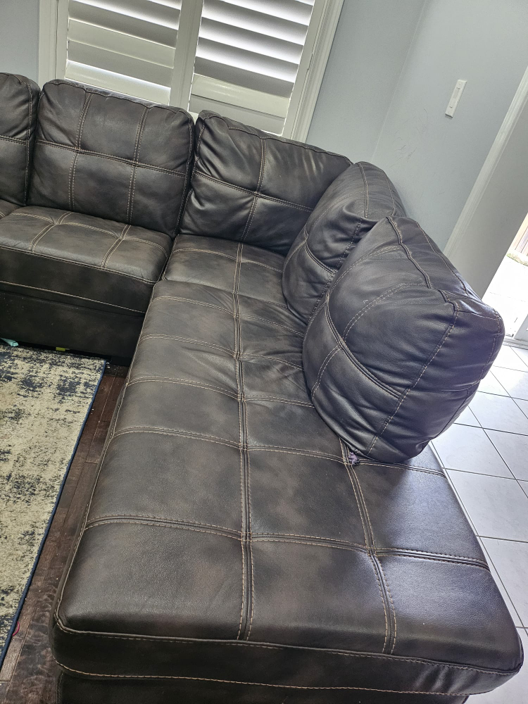 Brown Leather Sectional Sofa - photo 5