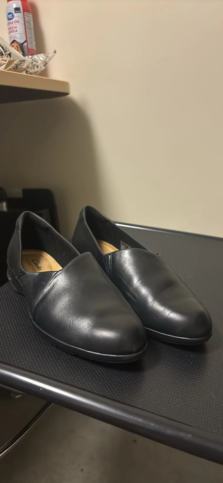 Clarks Women's Black Leather Slip-Ons