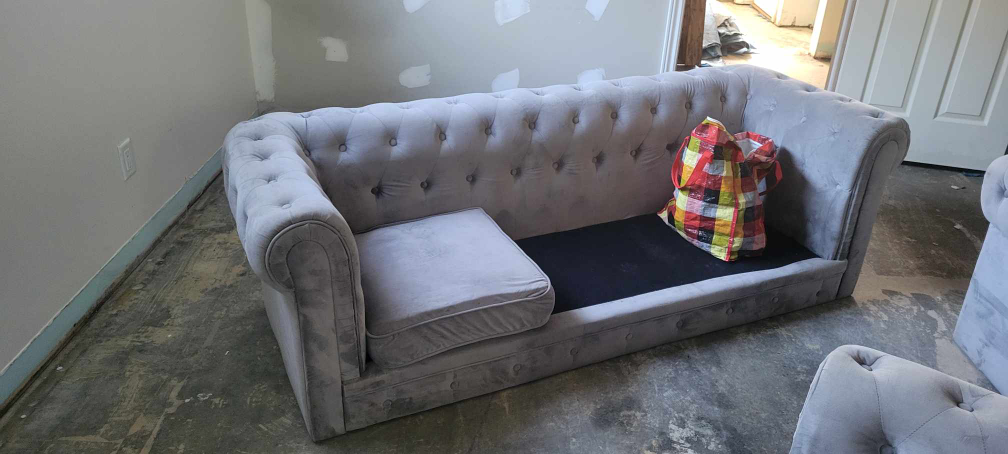 Grey modern velvet sofa set - photo 3