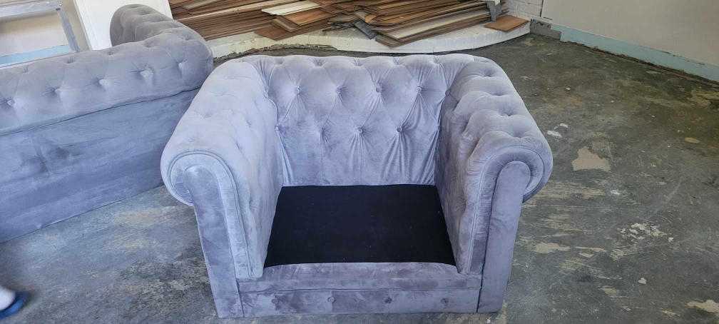 Grey modern velvet sofa set - photo 4