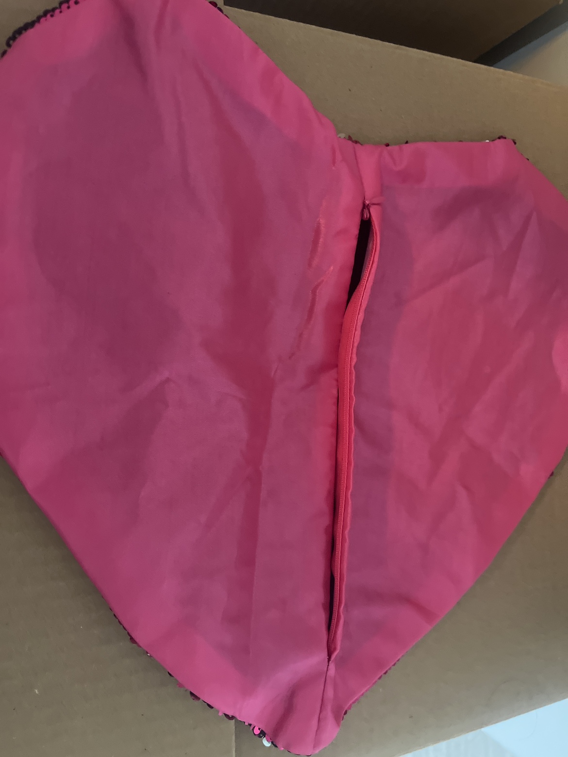 Pink and Silver Sequin Heart Pillow Case - photo 4
