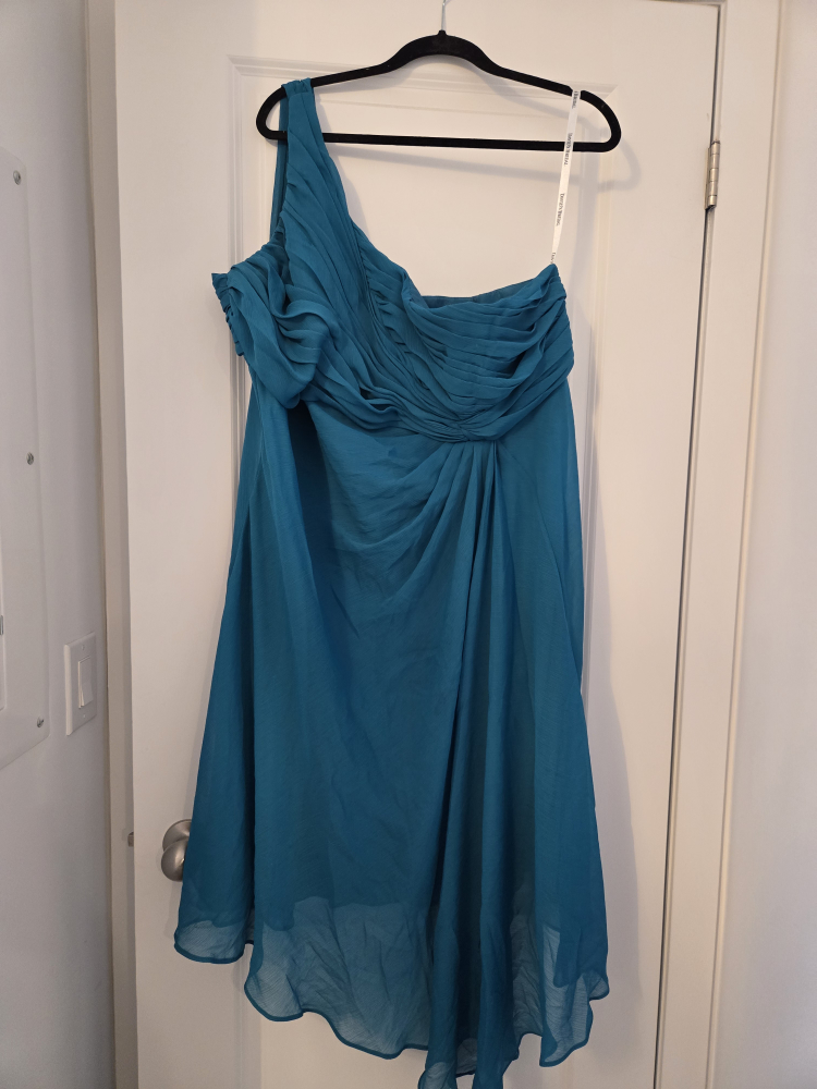 Formal Teal Chiffon One Shoulder Dress \ Size 22