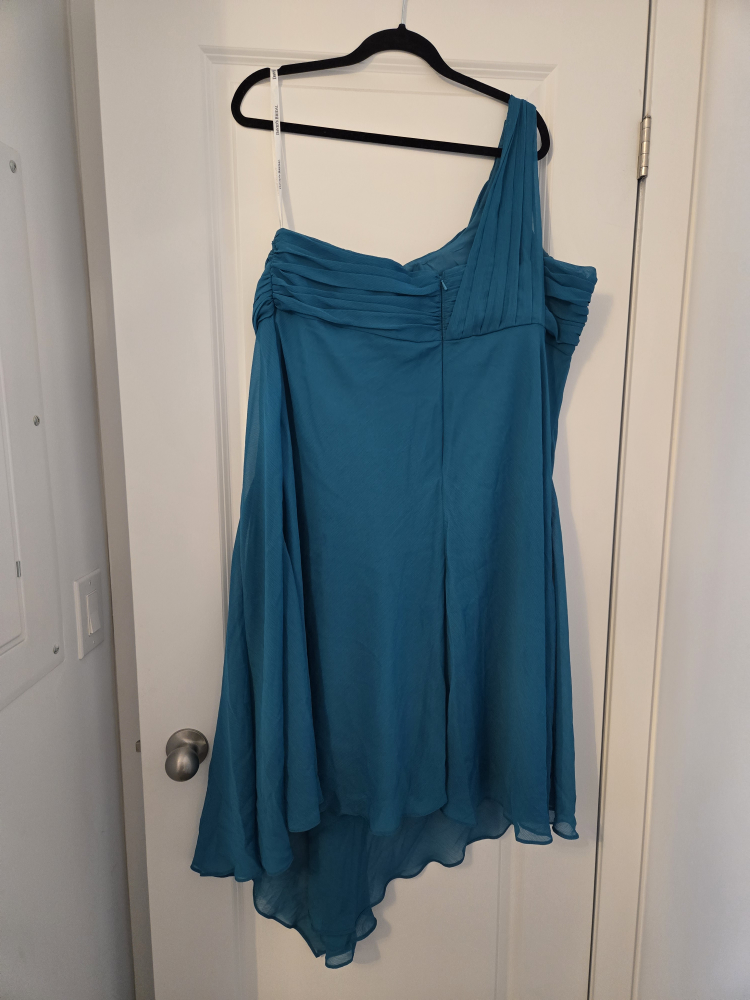 Formal Teal Chiffon One Shoulder Dress \ Size 22 - photo 2