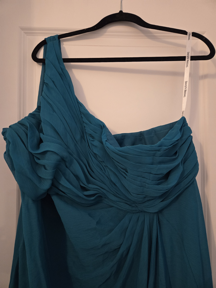 Formal Teal Chiffon One Shoulder Dress \ Size 22 - photo 3