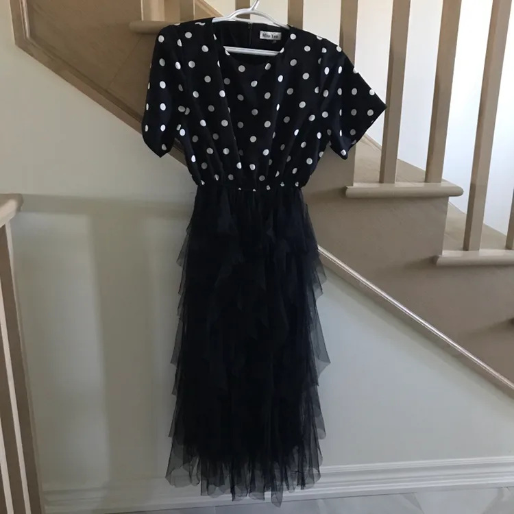 Trade/FWP: Black & White Polka Dot Tulle Dress - Small - NWOT image indicator(8)