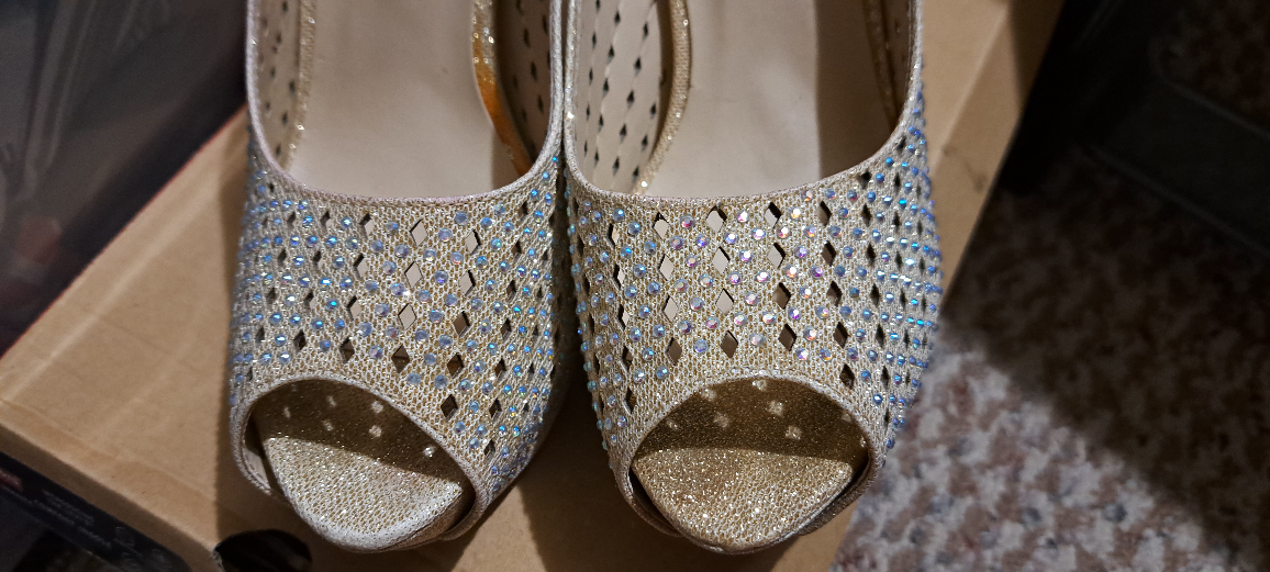 Gold Glitter Peep Toe Heels - photo 3