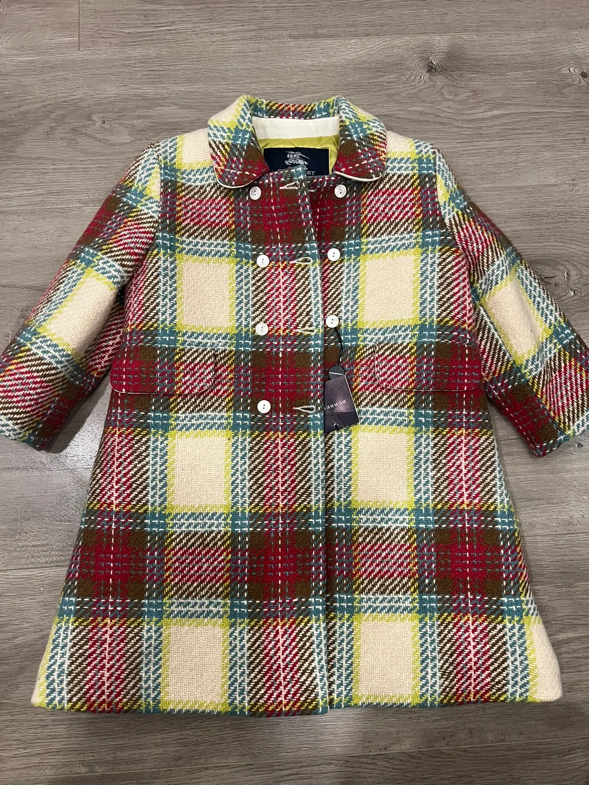 Burberry Kids Plaid Coat Size 3 Years image indicator(2)