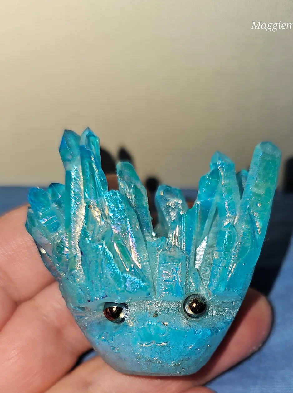 2in Blue rainbow aura crystal hedgehog thumbnail