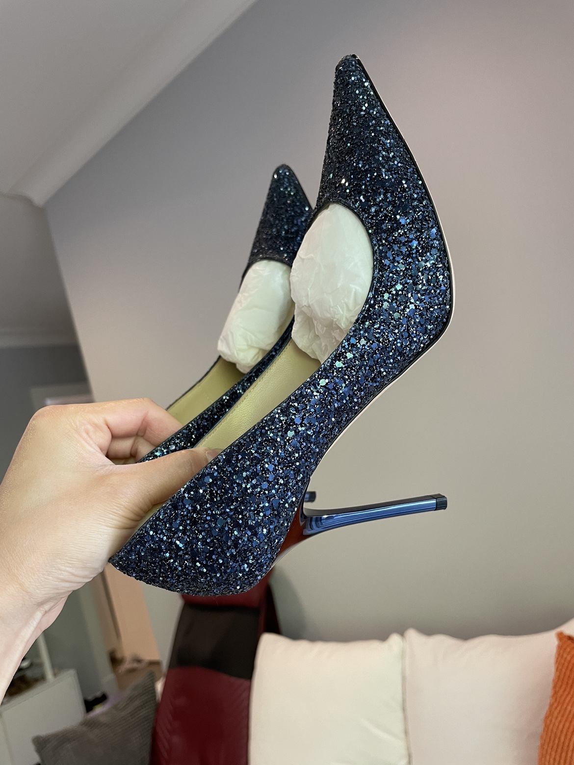 Jimmy Choo Blue Glitter Heels - photo 2
