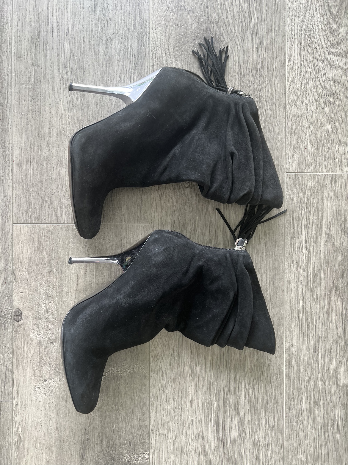 Marciano Black Suede Booties with Tassels Size 9 /40 - photo 4