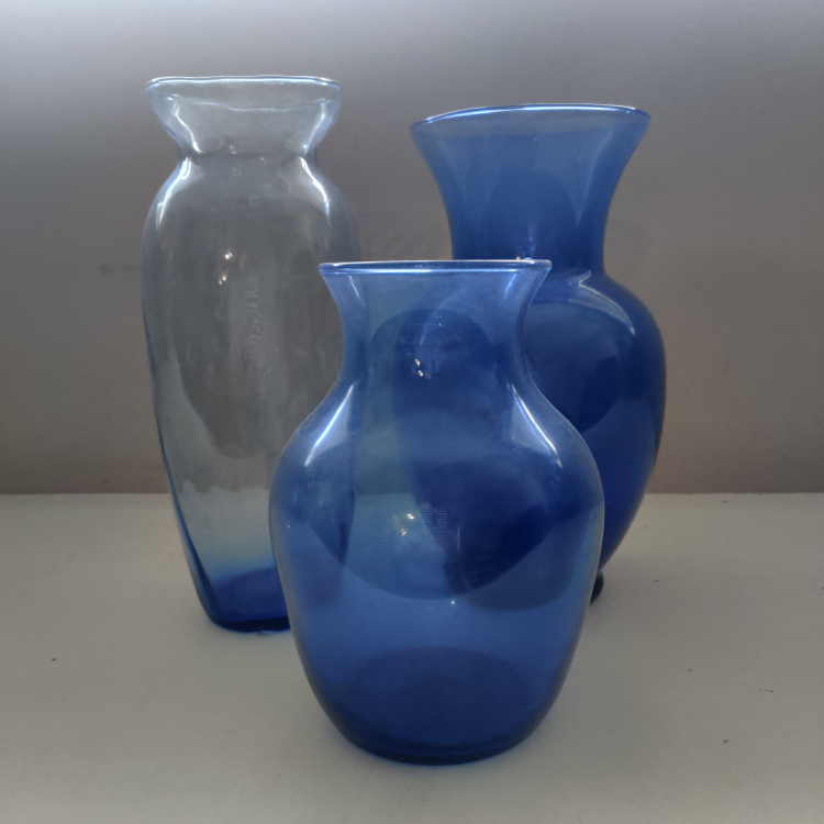 Set of Three Blue Glass Vases - photo 2