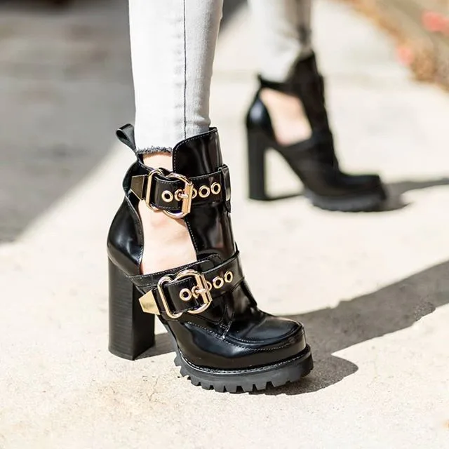 Craven Black Buckle Platform Boots Jeffrey Campbell thumbnail