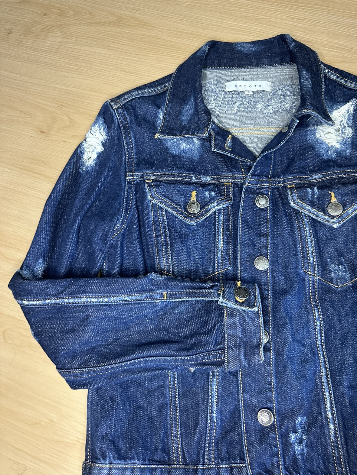 Sandro Distressed Denim Jacket - photo 5