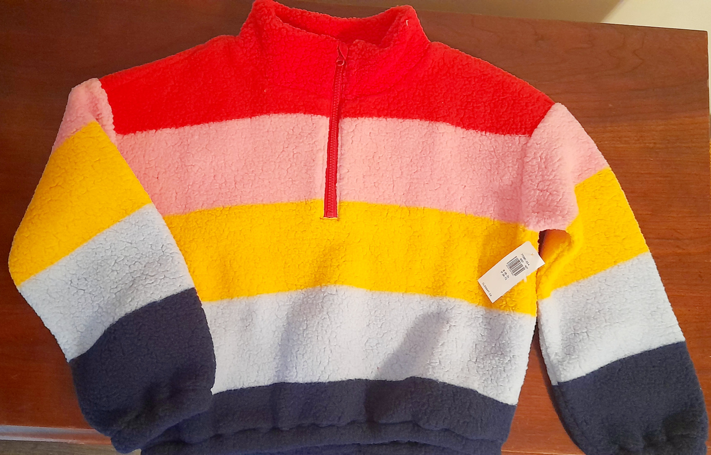 Girls Striped sherpa Pullover
