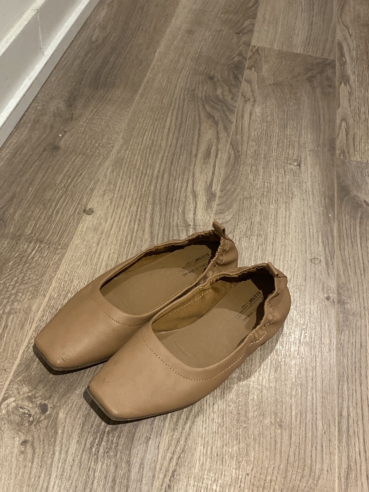 Call it spring Brown Square-toe Flats