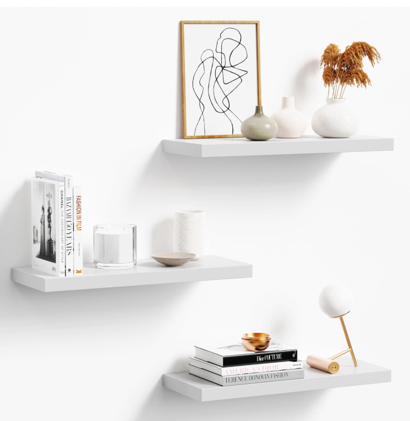 White Floating Shelves Set of 3 - New - photo 2