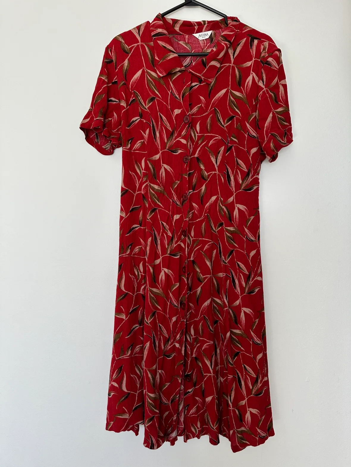 Red Floral Button-Down Dress image indicator(2)
