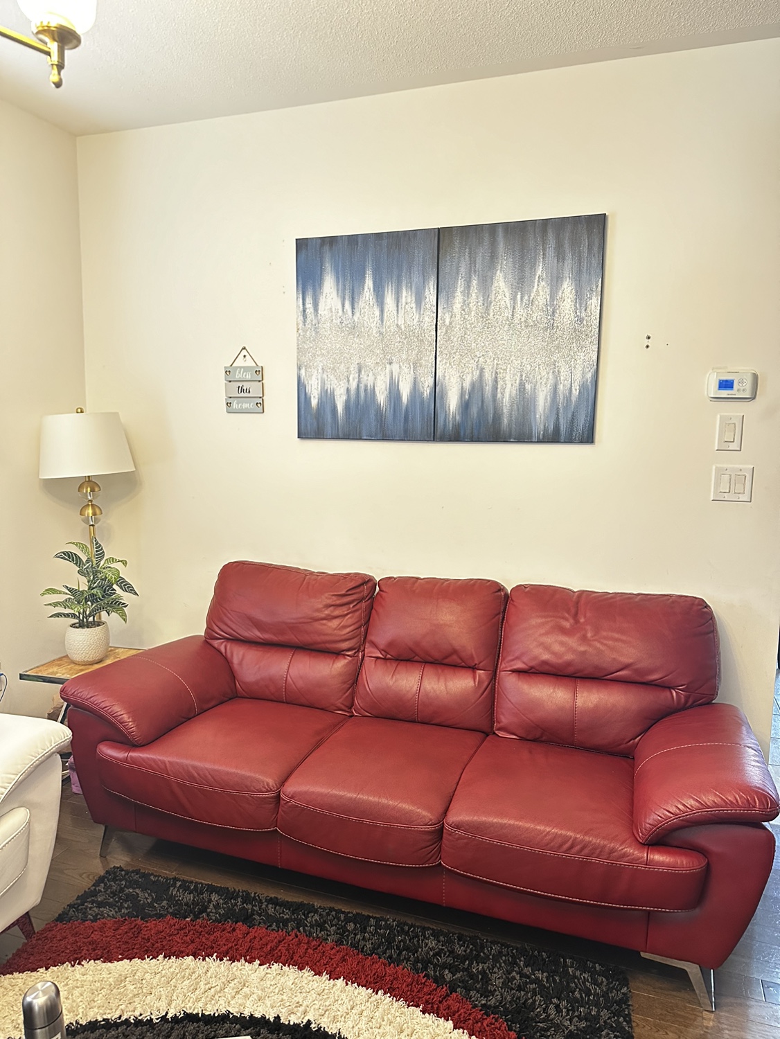 Red Leather Sofa - photo 2