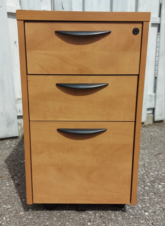3 Drawer Wooden Filing Cabinet On Wheels thumbnail