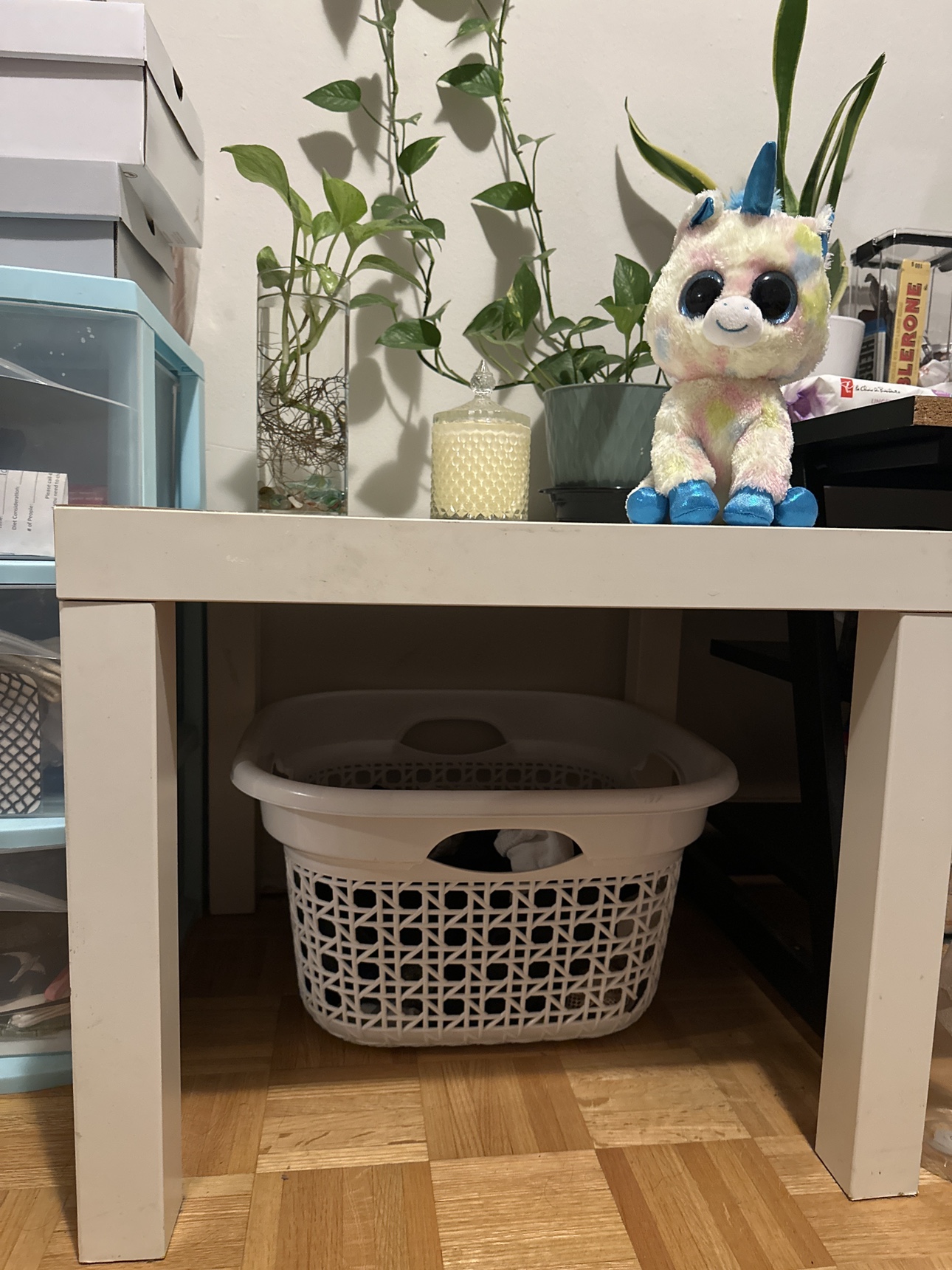 White Table with Storage