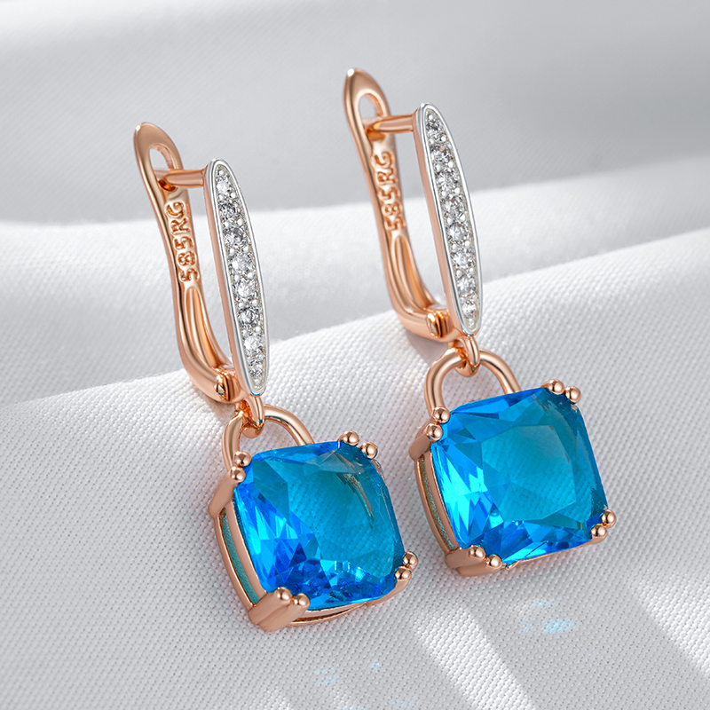 14K Blue Gold & Silver 2 Tone 585RG Gold Earrings - photo 4
