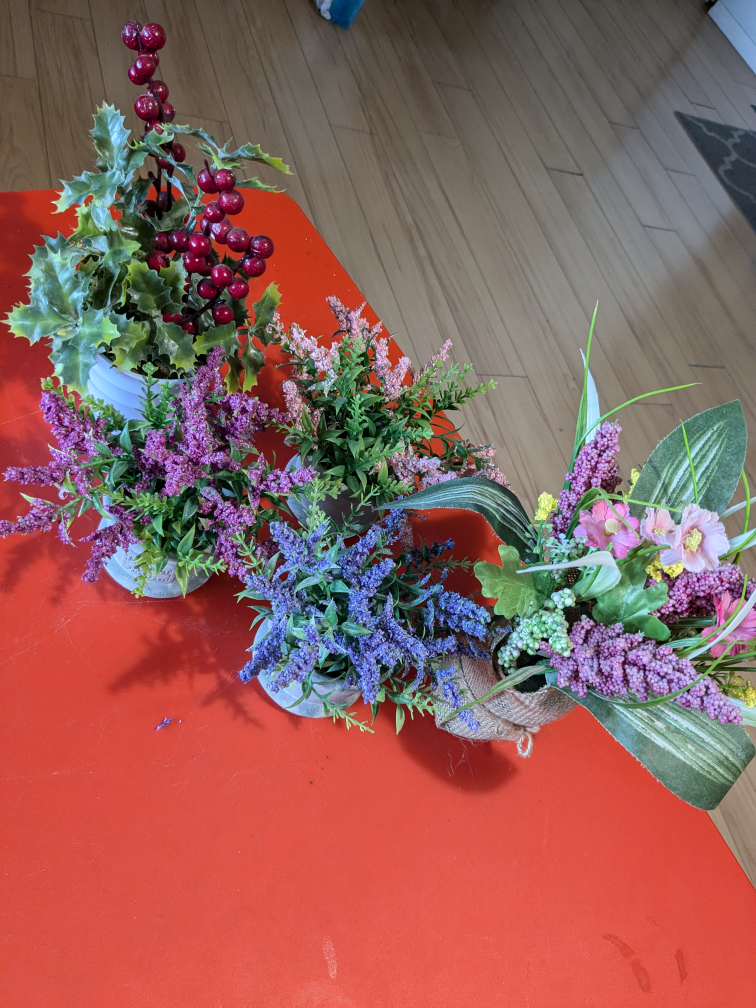 🧡 Set of 5 Artificial Flower Arrangements 🧡