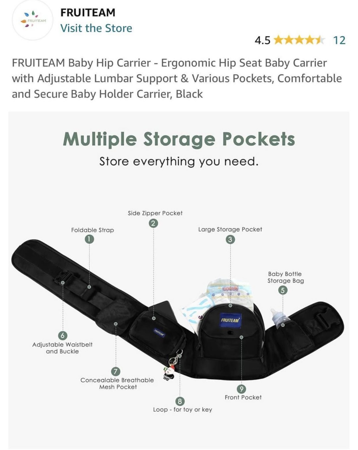 FRUITTEAM Baby Hip Carrier