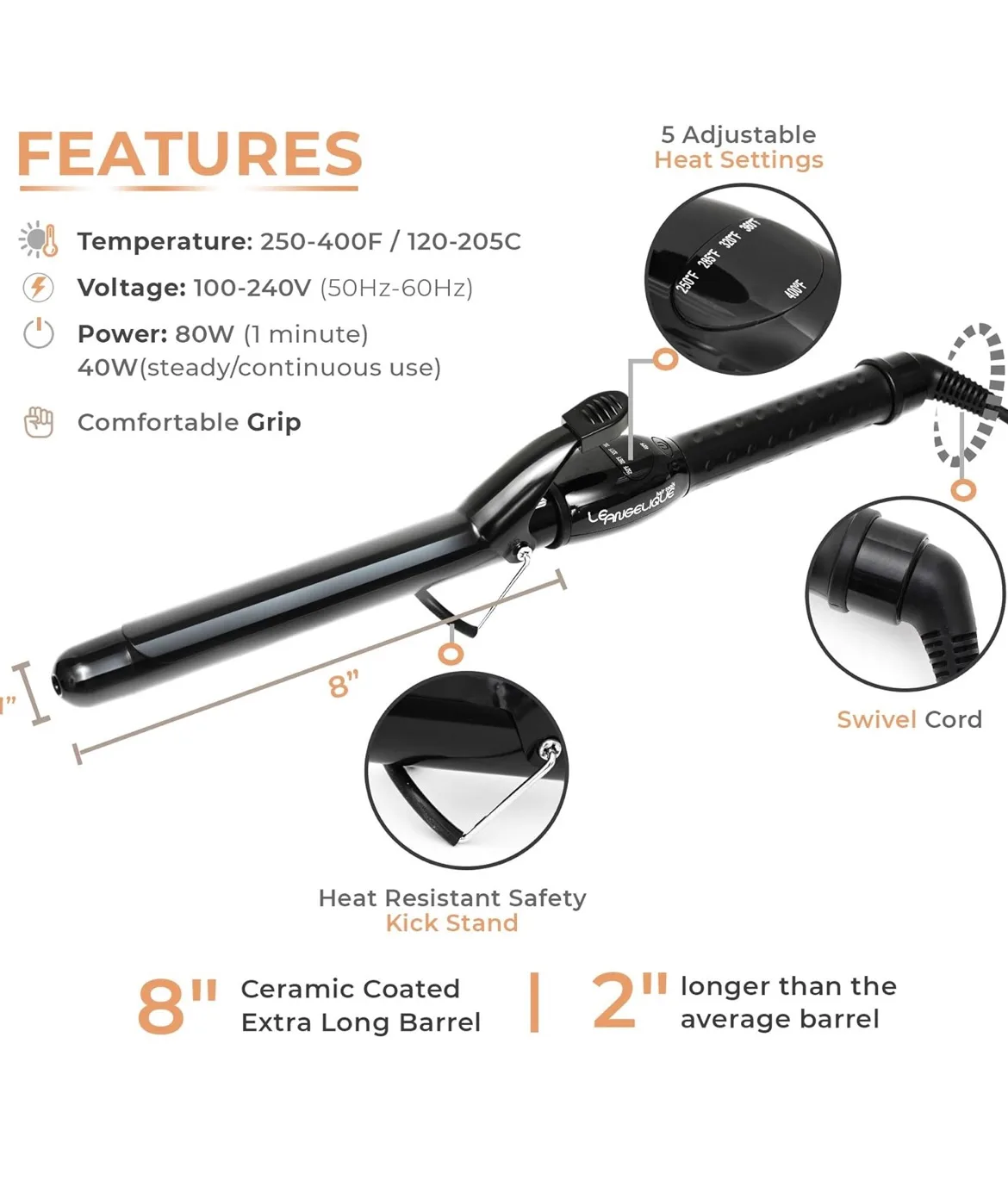 Le'ange 1 Inch Curling Iron image indicator(2)