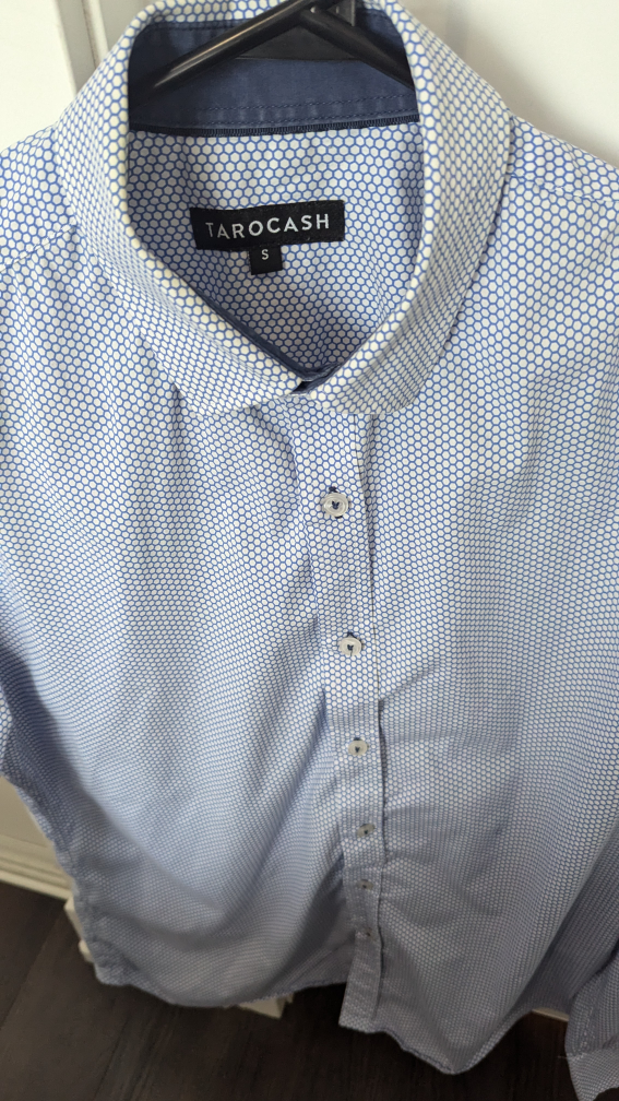 Men's Blue & White Pattern Long Sleeve Dress Shirt Size S - photo 2