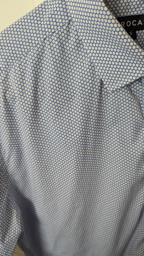 Men's Blue & White Pattern Long Sleeve Dress Shirt Size S - photo 3