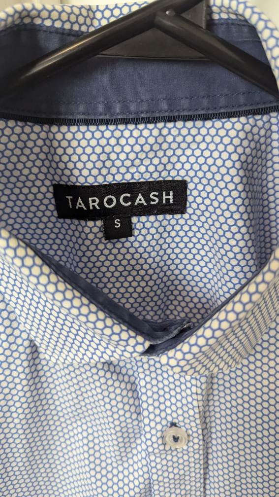 Men's Blue & White Pattern Long Sleeve Dress Shirt Size S - photo 4