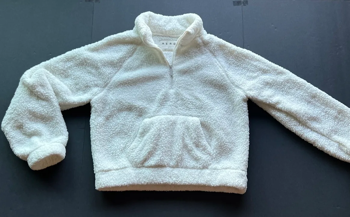 Aeropostale White Fleece Pullover thumbnail