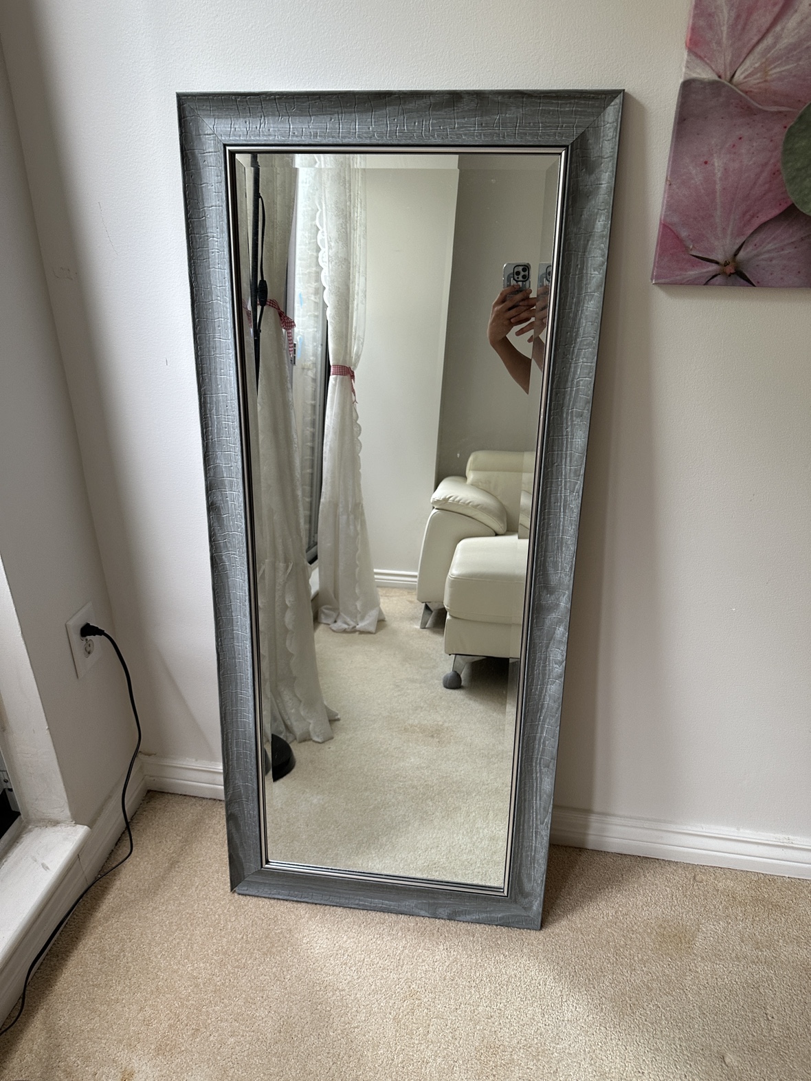 Grey Full-Length Standing Mirror